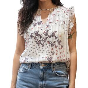 Morgan de Toi Paisley Flutter Sleeve Blouse | Euro Size 40 (Medium - Large)